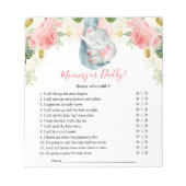 ママかパパ誰が赤ちゃんシャワーのゲームを言ったか推測 ノートパッド (正面)