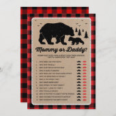 ママかパパ | Bear Lumberjackベビーシャワーゲーム 招待状 (正面/裏面)