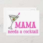 ママがカクテルを飲む ポストカード (正面/裏面)