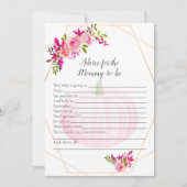 ママがカボチャになるベビーシャワーアドバイス花模様 招待状 (正面)