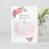 ママがカボチャになるベビーシャワーアドバイス花模様 招待状 (スタンド正面)