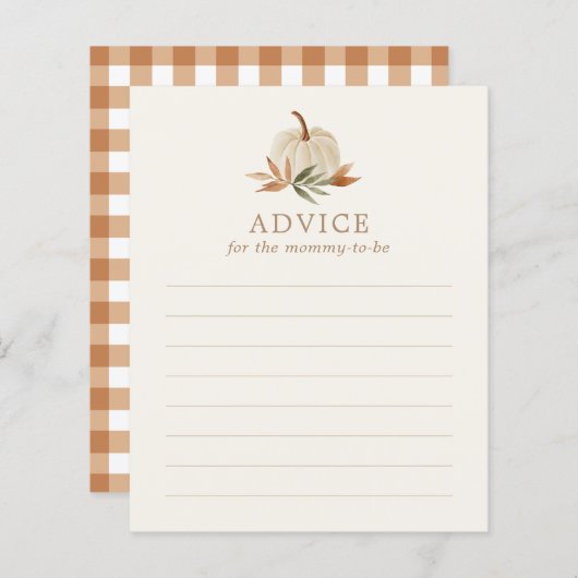 ママがカボチャの小さな赤ちゃんシャワーになるためのアドバイス (正面/裏面)