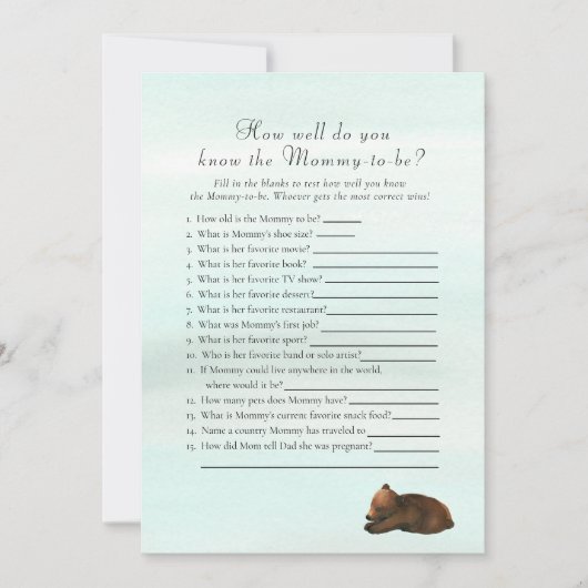 ママがクマのゲームを最高の知る森の冒険 招待状 (正面)