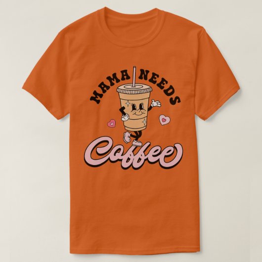 ママがコーヒーかわいいコーヒー好きママおもしろいDist Tシャツ (デザイン正面)