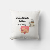 ママがコーヒーとハグを飲む クッション (正面)