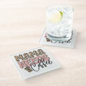 ママがコーヒーを飲む ガラスコースター (アングル)