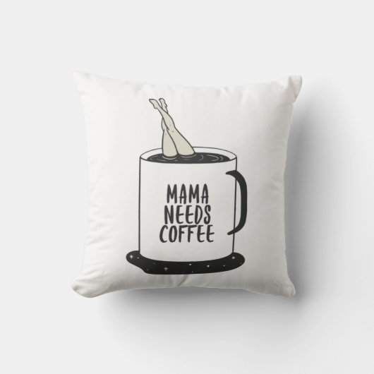 ママがコーヒーを飲む クッション (正面)