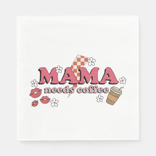 ママがコーヒーを飲む スタンダードランチョンナプキン (正面)