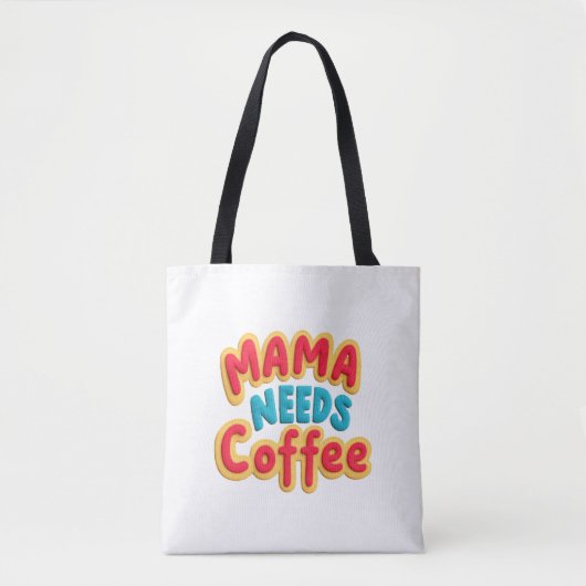 ママがコーヒーを飲む トートバッグ (正面)