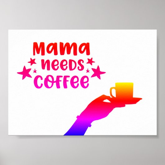 ママがコーヒーを飲む ポスター (正面)