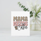 ママがコーヒーを飲む ポストカード (スタンド正面)