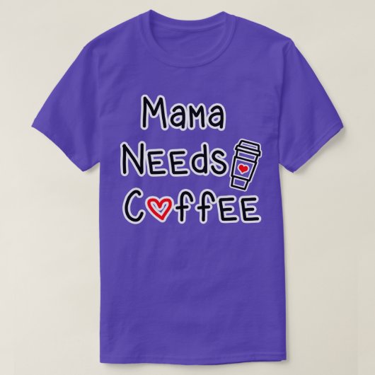ママがコーヒーを飲む Tシャツ (デザイン正面)