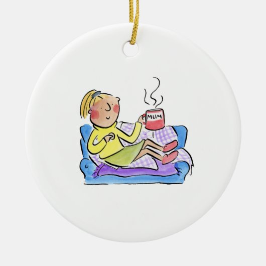 ママがソファに座る セラミックオーナメント (正面)