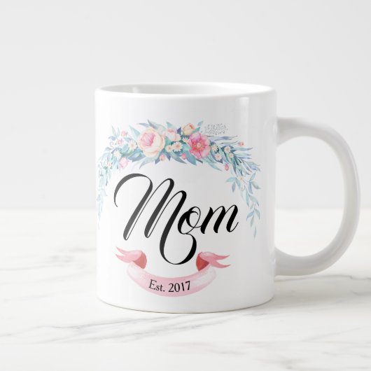 ママがパーソナライズされた花を作るリース ジャンボコーヒーマグカップ (右)