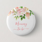 ママがピンクのローズエレガントフローラ新母 缶バッジ (正面)