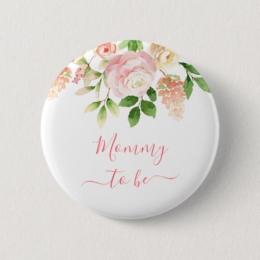 ママがピンクのローズエレガントフローラ新母 缶バッジ (正面)