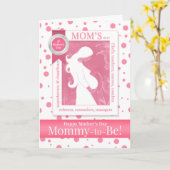 ママがピンクの水玉模様おもしろい母の日に カード (黄色い花)