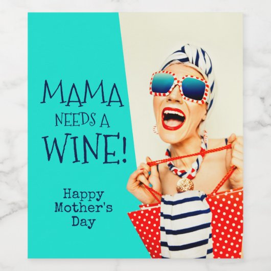 ママがワインを飲む母の日 ワインラベル (シングルラベル)