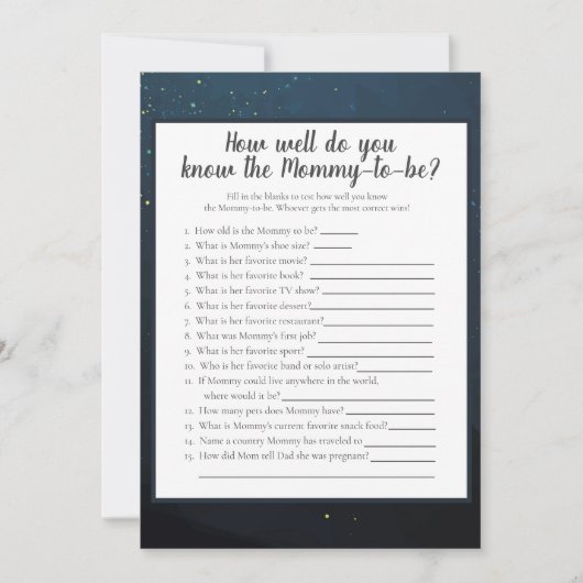 ママが一番よく知っているクマの赤ちゃんシャワーゲーム 招待状 (正面)