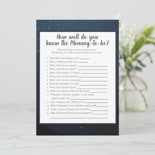 ママが一番よく知っているクマの赤ちゃんシャワーゲーム 招待状 (スタンド正面)