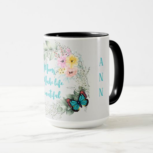 ママが人生を美しくカスタムする マグカップ (正面右)