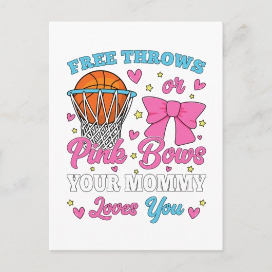 ママが大好きな無料のスローまたはピンクの弓 ポストカード (正面)