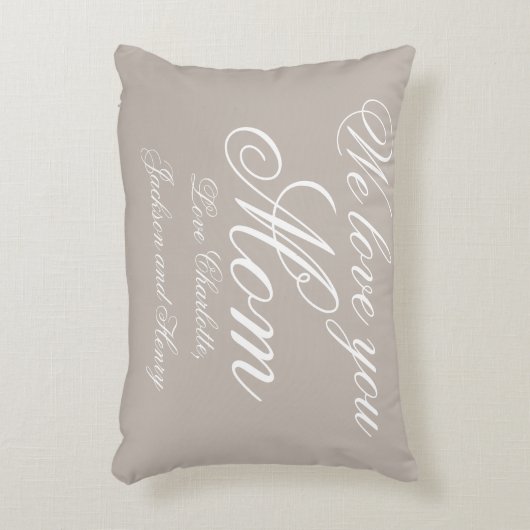 「ママが大好きパーソナライズされた」グレーと白 アクセントクッション (正面(垂直))