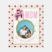 ママが大好きミイラパーソナライズされたモダン写真 フリースブランケット (正面)