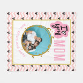 ママが大好きミイラパーソナライズされたモダン写真 フリースブランケット (正面(横))