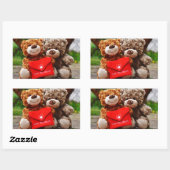 ママが大好き – かわいい&かわいいテディベア 長方形シール (シート)