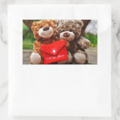 ママが大好き – かわいい&かわいいテディベア 長方形シール (バッグ)