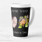 ママが大好き!母の日バタフライ写真名 カフェラテマグ (右アングル)