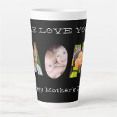 ママが大好き!母の日バタフライ写真名 カフェラテマグ (正面)