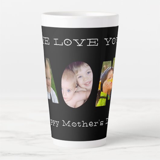ママが大好き！母の日バタフライ写真名 カフェラテマグ (正面)