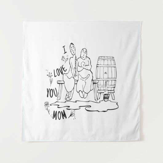 ママが大好き！Tシャツ タペストリー (正面)