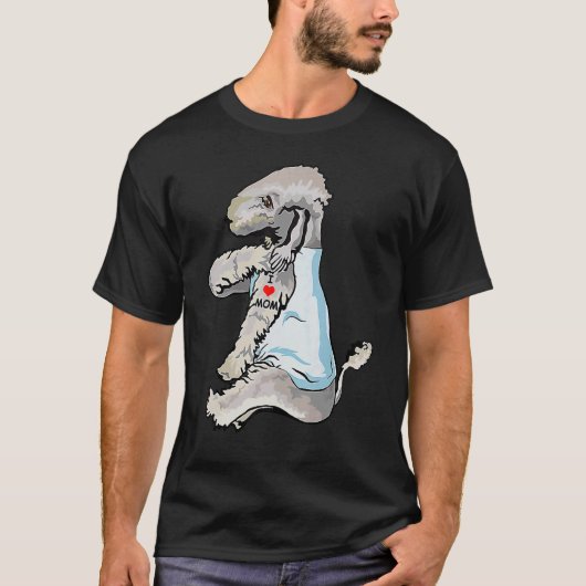 ママが好きなタトゥー ベドリントンテリア ママ 犬 女性 Tシャツ (正面)