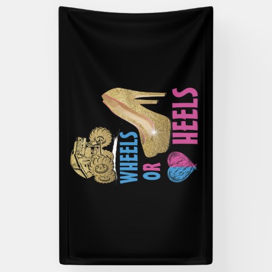 ママが愛する女の子が現れる車輪かヒール 横断幕 (縦)