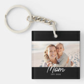 ママが現代のスクリプトで写真を設立 キーホルダー (正面)