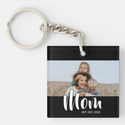 ママが現代のスクリプト写真を設立 キーホルダー (正面)