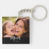 ママが現代のスクリプト写真を設立 キーホルダー (裏面)