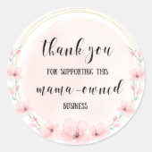 ママが経営するスモールビジネス感謝ステッカー ラウンドシール (正面)