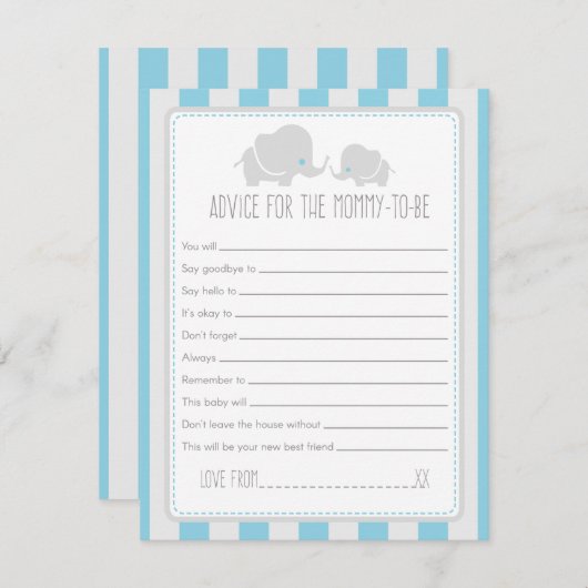 ママが赤ちゃんになるシャワーゲームカードのアドバイス アドバイスカード (正面/裏面)