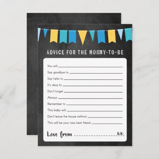 ママが赤ちゃんになるシャワーゲームカードのアドバイス 招待状 (正面/裏面)