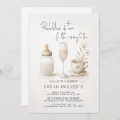 ママが赤ちゃんシャワーになるための泡とお茶 招待状 (正面/裏面)