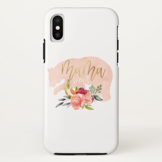 ママくまの花柄の水彩画 Case-Mate iPhoneケース (裏面)