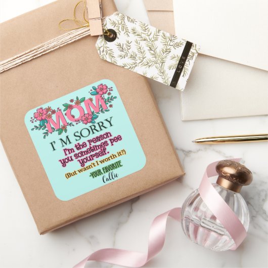 ママごめんね私が自分をペイする理由 スクエアシール (ギフト)