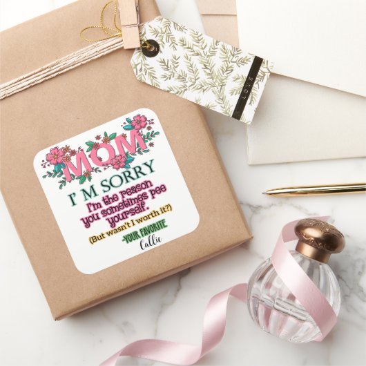 ママごめんね私が自分をペイする理由 スクエアシール (ギフト)