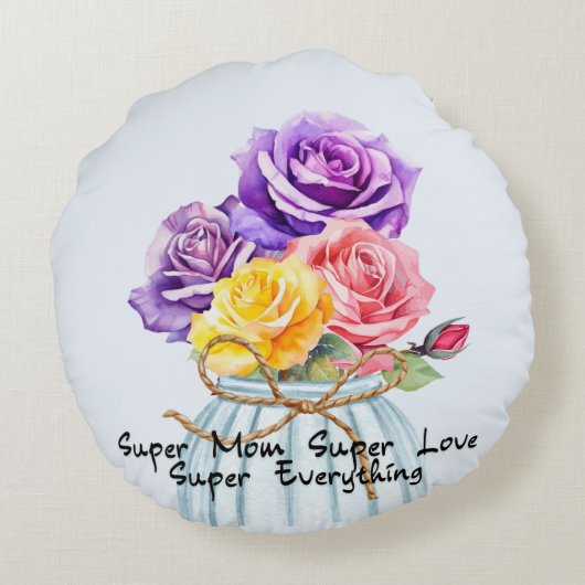 ママすごい引用文バラ円枕 ラウンドクッション (裏面)