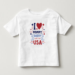 ママとアメリカが大好き。 トドラーTシャツ