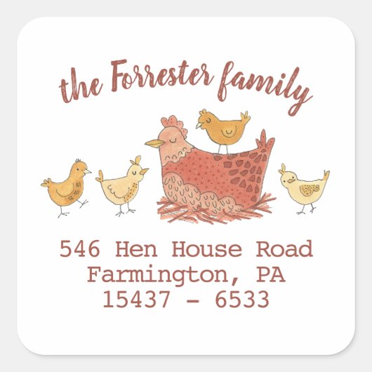 ママとキッズの差出人住所 スクエアシール (正面)